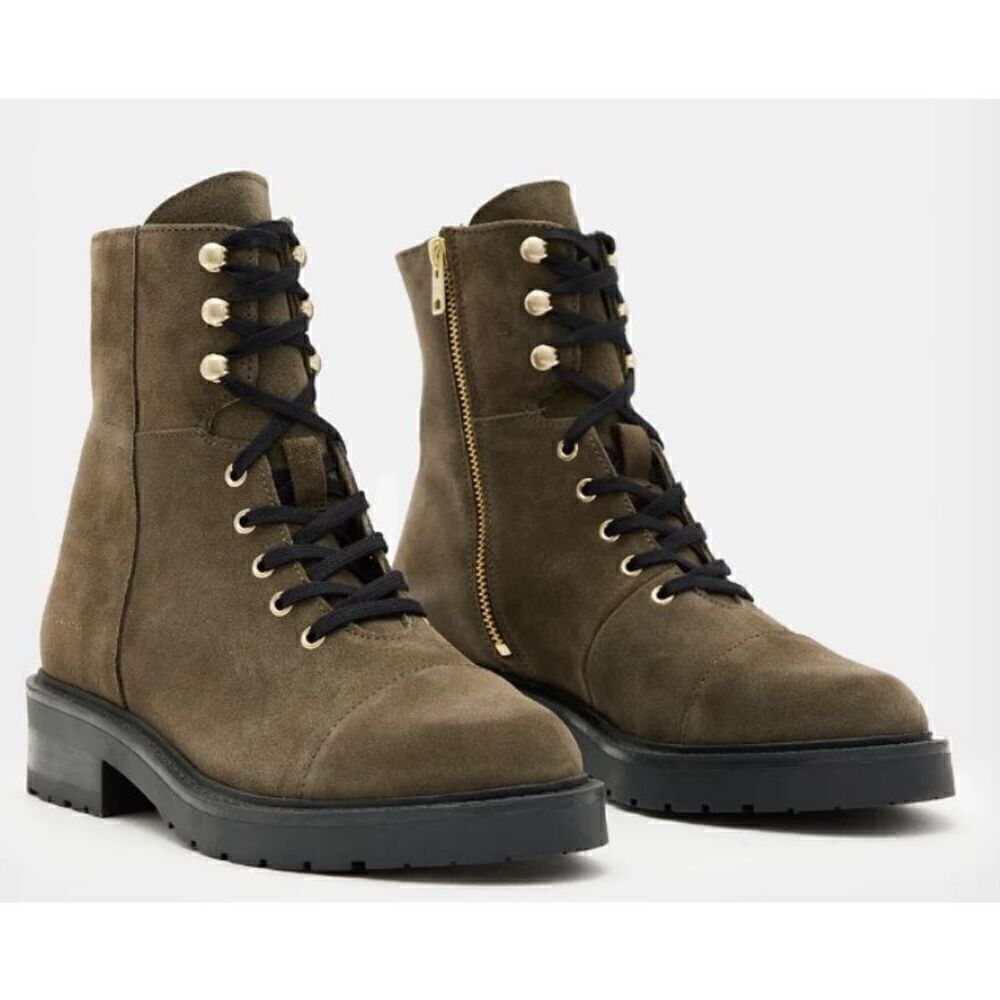 All Saints Combat Boot in Dark Olive NWOB Size 40/10